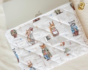 Tiere Laptop Tasche, gesteppte iPad Tablet Tasche, handgemachte Macbook Tasche