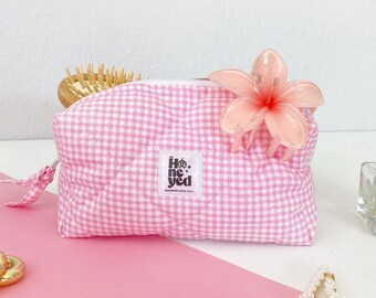 Quilted Makeup Bag with Custom Charms, Personalized gifts for mom, Cosmetic Bag, Travel Bag, Toiletry Bag Women, gift for her