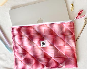 Red Laptop Sleeve, Birthday Gift Ideas, Puffy Macbook Case, iPad tablet case, Gifts for her
