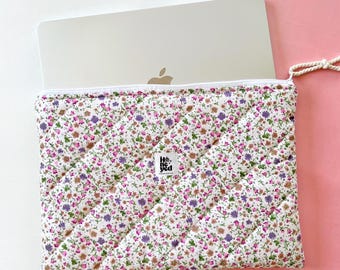 Etui na laptopa z kwiatowym wzorem: etui na MacBooka, wyściełana torba na laptopa z zamkiem błyskawicznym, etui na tablet iPad