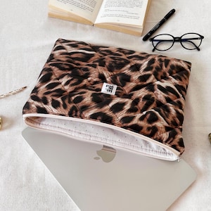 Leopard Macbook Sleeve, Quilted Laptop Case, Puffy iPad Pouch