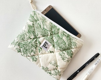 Kindle Paperwhite Sleeve, Groene Gewatteerde E-Reader Cover, Kindle Sleeve, Floral Kindle Case, Kindle Oasis Case, Ritszakje, Boek Lover Gift