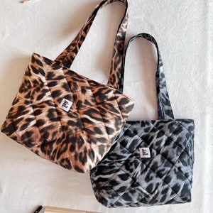 Sac fourre-tout gonflé, Sac fourre-tout de grande capacité avec poche, Sac à provisions, Sac à bandoulière noir et marron, Cadeaux d'anniversaire