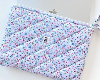 Bolsa para computadora portátil, funda para computadora portátil, funda para tableta iPad para computadora portátil acolchada floral azul, funda para MacBook, funda para computadora portátil, regalo para ella, regalo del Día de la Madre