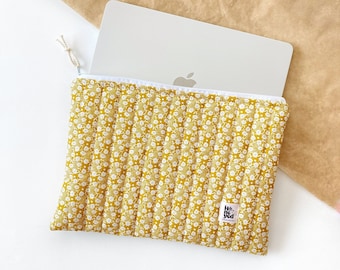 Quilted Laptop Sleeve, Macbook Case, Laptop Pouch, iPad Sleeve, 13-14-15-16 inch, Gift for her