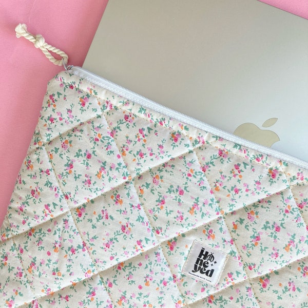 Bolsa para computadora portátil, funda para tableta iPad portátil acolchada floral, funda para computadora, funda para MacBook, funda para computadora portátil estética, funda para computadora portátil, regalo para ella