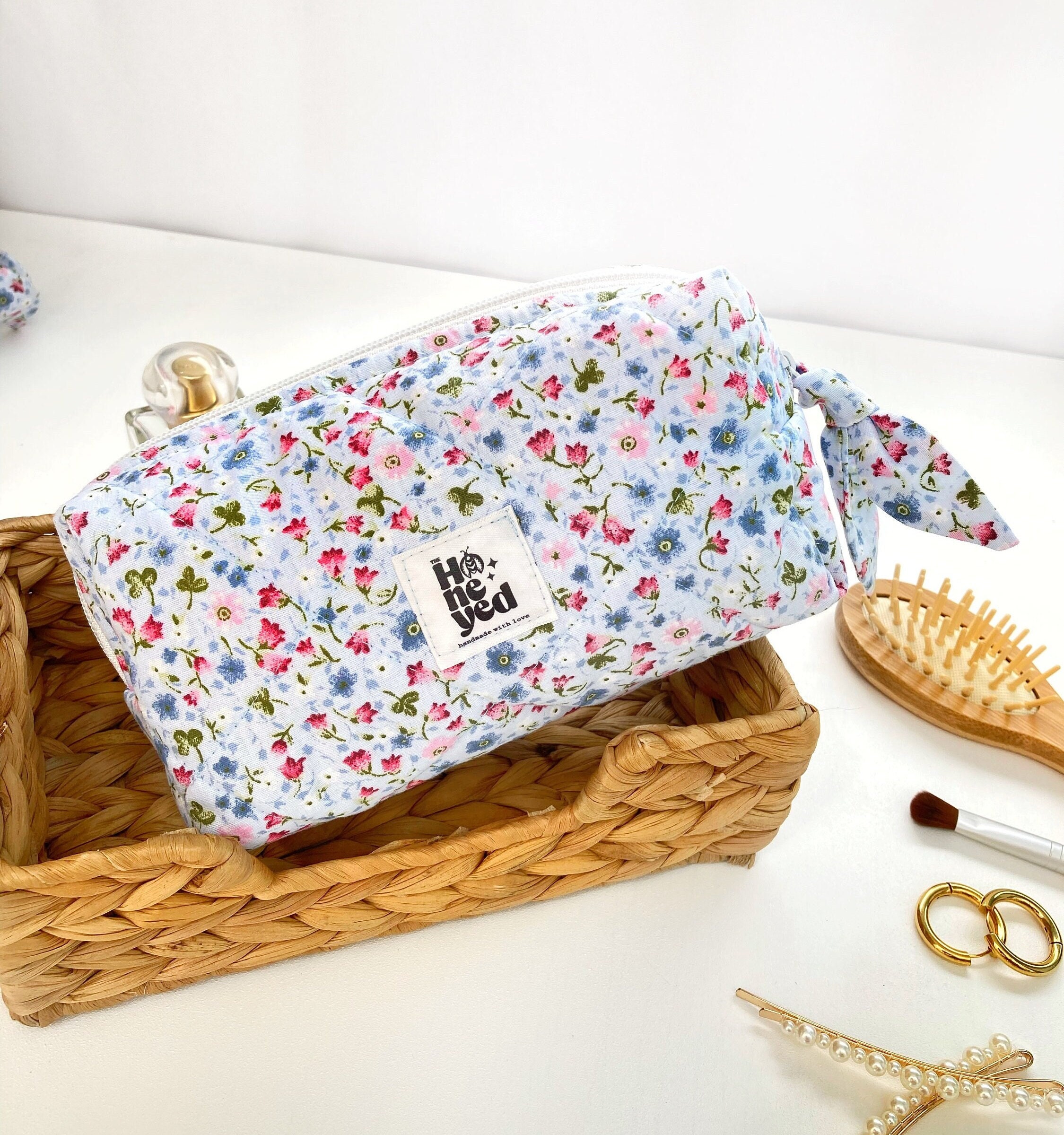 Floral Makeup Bag For Women Large Cotton Fabric Cosmetic Bag Travel Toilet  Beauty Case Necesserie Storage Organizer Pouch Clutch