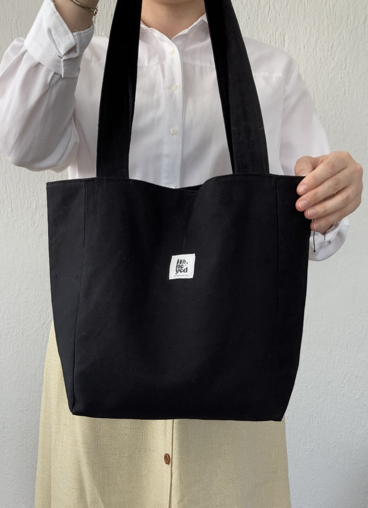 Black Canvas Bag Everyday Canvas Shoulder Tote Bags Tote Bag Etsy