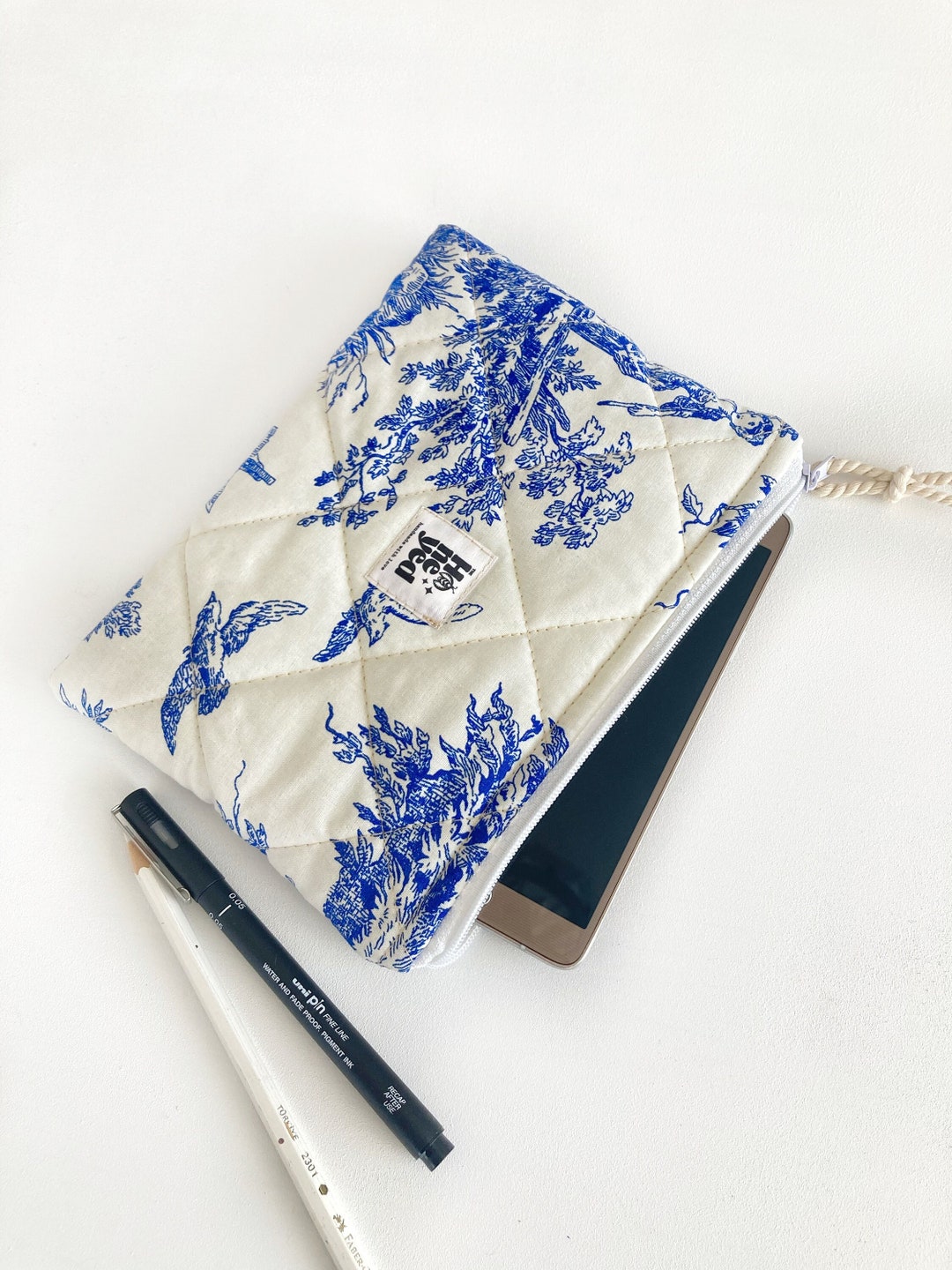 Blue Kindle Sleeve, Quilted Ereader Cover, Kindle Paperwhite Cover