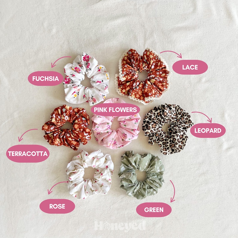 Floral Cotton Scrunchie: Handmade Hair Accessory - Etsy