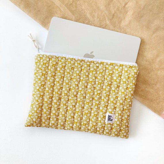Quilted Laptop Sleeve, Macbook Case, Laptop Pouch, iPad Sleeve, 13-14-15-16 inch, Gift for her