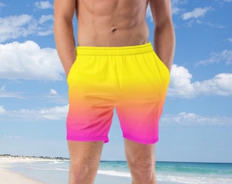 Neon Glow Men's Swim Trunks, Men's Shorts, Men's Swimwear, Surfing, Volleyball Shorts, Sizes to 6X, Plus Size Shorts, Gifts For Him