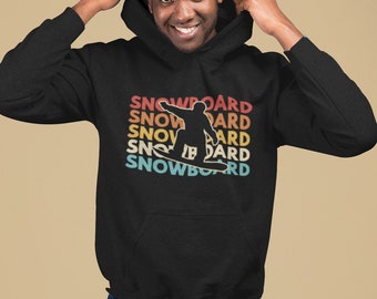 Sudadera con capucha de silueta de snowboard, sudaderas con capucha de snowboard, amantes del snowboard, regalo para practicantes de snowboard, ropa de snowboard, sudaderas con capucha de snowboard geniales