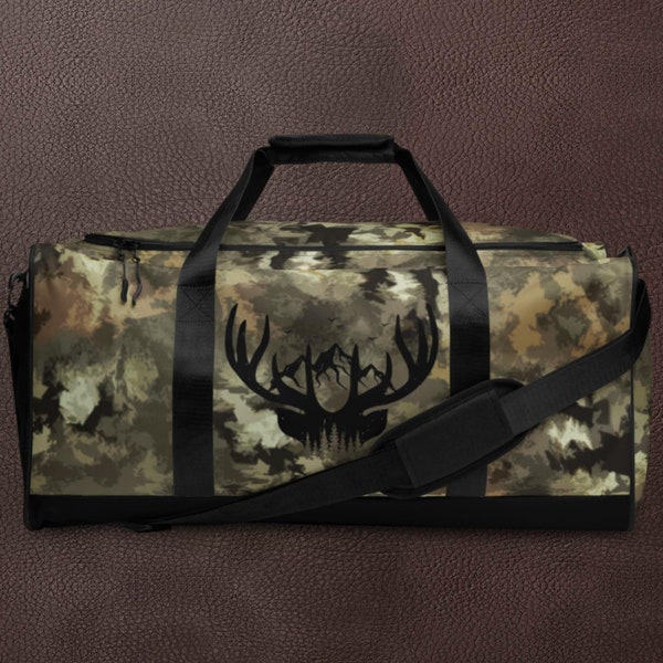 Camo Mountain Buck Duffel bag, Personalized Gifts for Him, Gifts For Hunters, Buck Duffel Bag, Camo Bags, Deer & Elk, Gifts for Cowboys