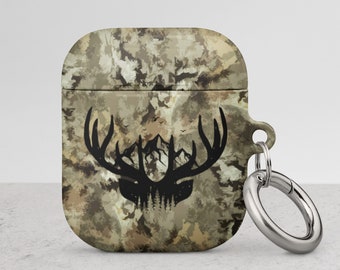 Camo Mountain Antlers Protective Case For AirPods, Gifts For Hunters, Camoflauge AirPods Case, Deer & Elk, Hunting Protective AirPods Case