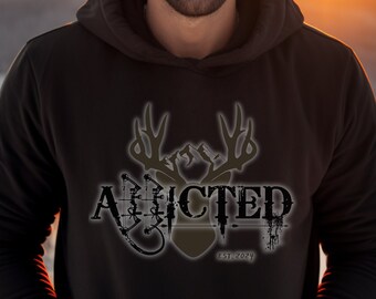 Addicted Bow Hunting Hoodie, Gifts For Him, Gift For Hunters, For Bow Hunting Lovers, Buck Hoodie, Plus Size Hoodies, Popular Hunting Hoodie