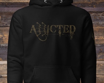 Addicted Scratched Bow Hunting Hoodie, Distressed Bow Hunt Hoodie, Gift For Hunters, For Bow Hunters, Buck Hunter, Deer, Elk Sweatshirt
