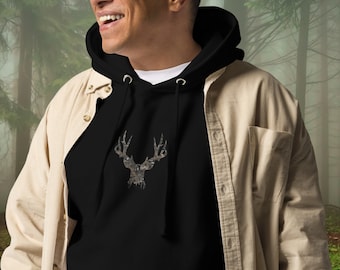 Camo Buck Hoodie, Deer Sweatshirt, Elk Sweatshirt, Stag Hoodie, Camoflauge Buck Sweatshirt, Gifts For Hunters, Gifts For Him