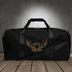Custom Mountain Antlers Duffel Bag, Personalized Gifts For Him, Gift For Dad, Deer & Elk, Gift For Hunters, Buck Bags, Personalized Buck Bag