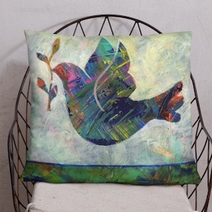 Dove with Olive Branch Pillow, Decorative Pillows, Religious Throw Pillows, Religious Symbol Pillows, Home Decor, Home Accents