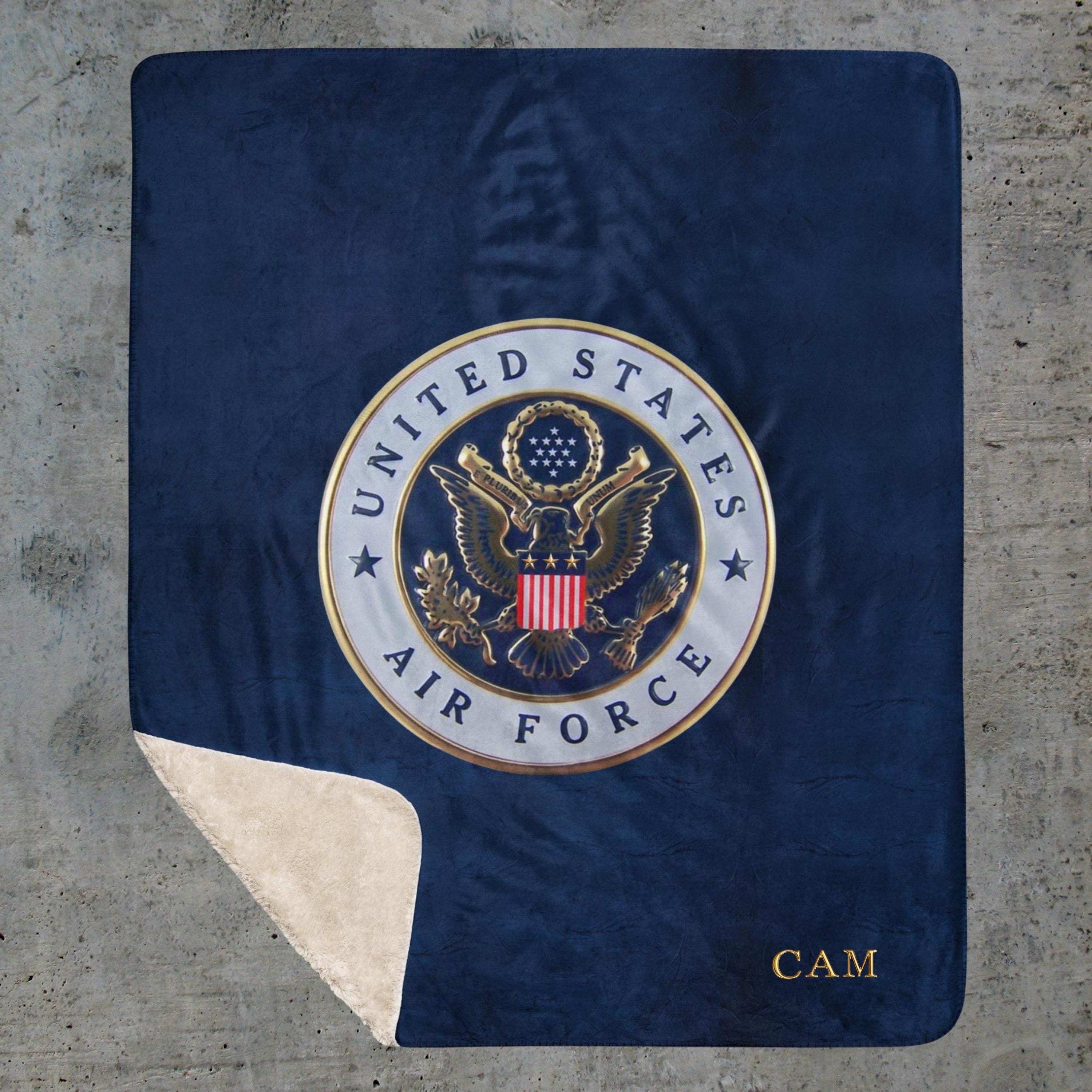 U.S. Air Force Sherpa Blanket, Custom United States Air Force Throw, USAF Blanket, Gift For Veterans, Gift for Military, Gift For Pilots
