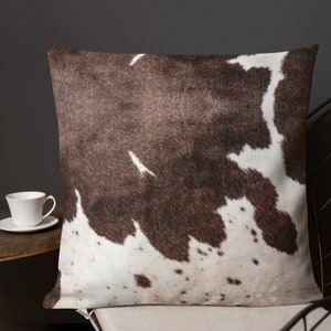Cowhide Print Accent Pillow, Decorative Pillow, Throw Pillows, Home Decor, Home Accents, Love Cows, Western Decor, Rustic Decor, Cabin Decor
