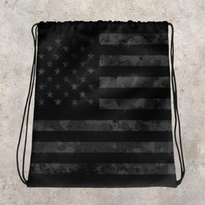 Black Camo American Flag Drawstring bag, Gifts for Patriots, Gifts for Patriots, Gifts For Veterans, Back to School, USA Drawstring Bag