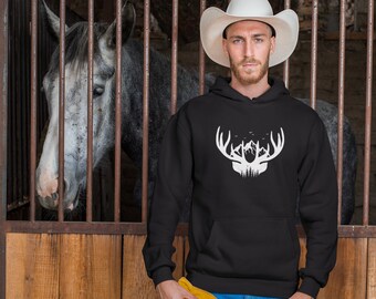 Mountain Antlers Hoodie, Deer & Elk, Sizes to 5X, Gifts for Outdoorsmen, Gifts for Him, Gifts for Her, Rugged Style Hoodies