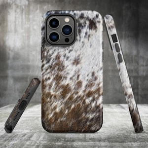 Kuhfell Print iPhone® Tough Case, mehrfarbige Rindsleder-Optik, künstliches Rindsleder, Freakin Love Kühe, Kuhliebhaber iPhone Hülle, westliche Telefonhülle