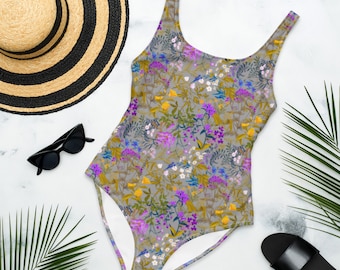 Wildflowers One-Piece Swimsuit, Full Coverage Swimwear, Comfortable Swimsuits, Gifts For Her, Soft Swimsuits, Figure-Flattering Swimsuits