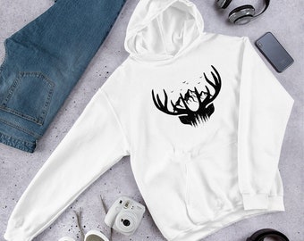 Bold Mountain Antlers Hoodie, Deer & Elk, Gifts for Outdoorsmen, Gifts for Him, Gifts for Her, Rugged Style Hoodies