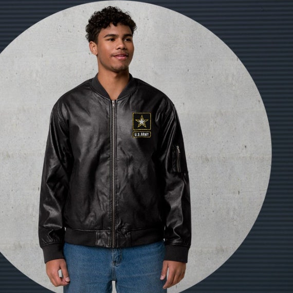 Army leather bomber jacket hotsell