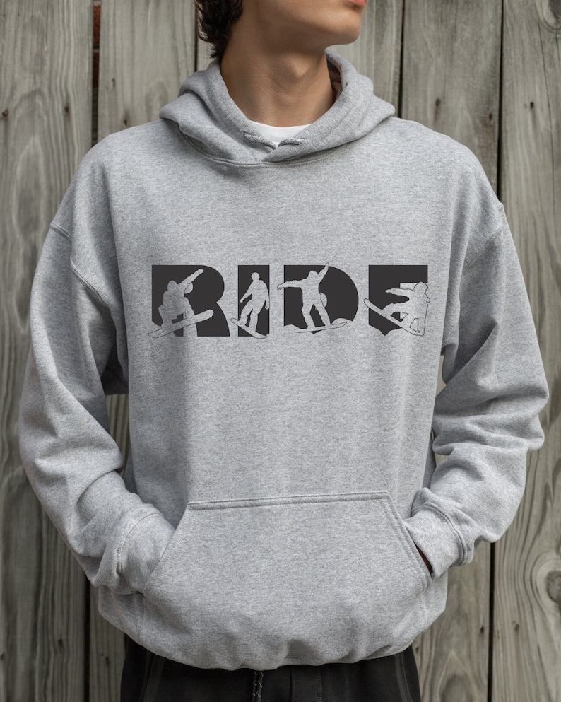 RIDE Snowboard Hoodie, Snowboard Lovers, Gifts for Snowboarders, Snowboarding Hoodie, Snowboard Hoodies, Comfy Hoodies, Plus Size Hoodies image 1