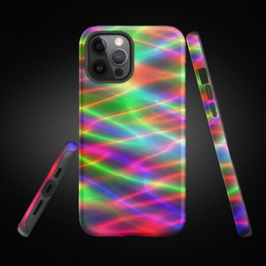 Neon Waves Tough iPhone Case, Unique Phone Cases, Gift For Him, Gift For Her, Colorful Phone Case, Neon Rainbow Phone Case, Gifts For Teens