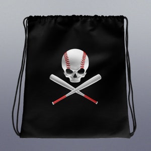 Skull And CrossBats Baseball Kordelzug, Baseball Rucksäcke, für Baseball-Liebhaber, Geschenke für ihn, Geschenke für sie, Baseball Tasche, Sporttasche