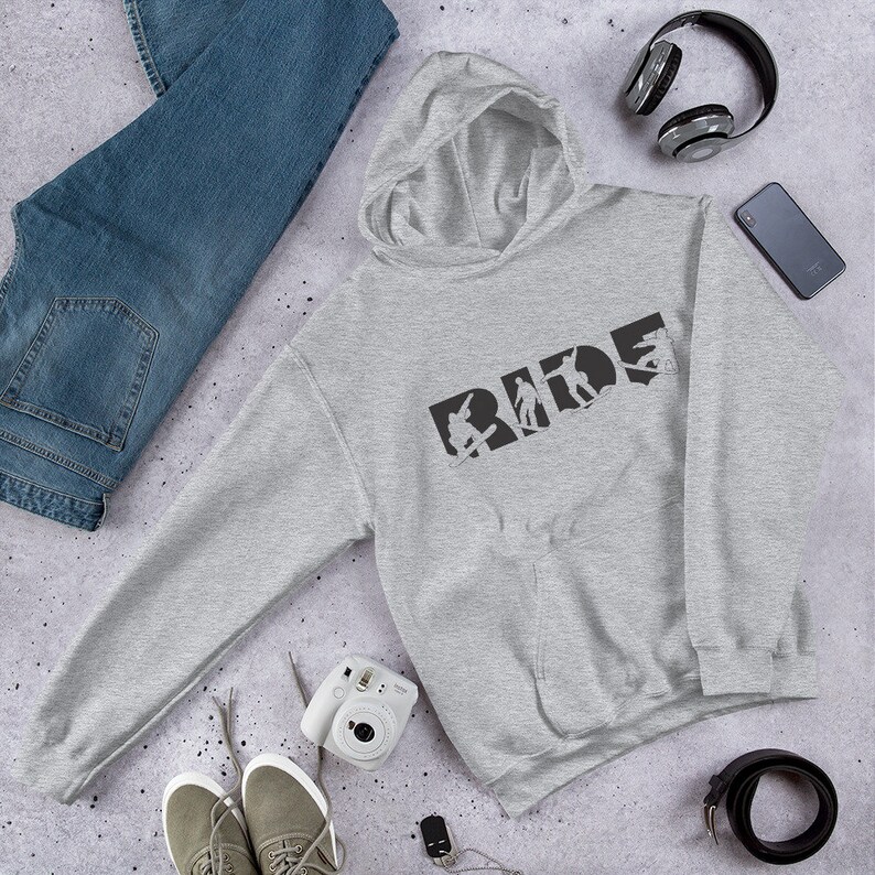RIDE Snowboard Hoodie, Snowboard Lovers, Gifts for Snowboarders, Snowboarding Hoodie, Snowboard Hoodies, Comfy Hoodies, Plus Size Hoodies Sport Grey