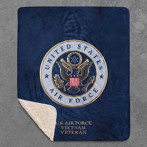 U.S. Air Force Sherpa Blanket, Custom United States Air Force Throw, USAF Blanket, Gift For Veterans, Gift for Military, Gift For Pilots