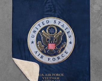 Sherpa-deken van de Amerikaanse luchtmacht, gepersonaliseerde plaid van de Amerikaanse luchtmacht, USAF-deken, cadeau voor veteranen, cadeau voor militairen, cadeau voor piloten