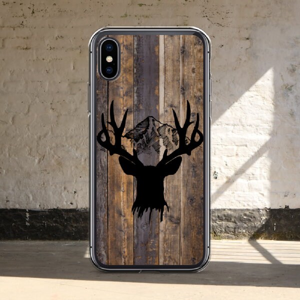 Rustieke Mountain Buck Clear Case voor iPhone®, Herten iPhone Case, Elk iPhone Case, Geschenken voor jagers, Geschenken voor Cowboys, Geschenken voor hem