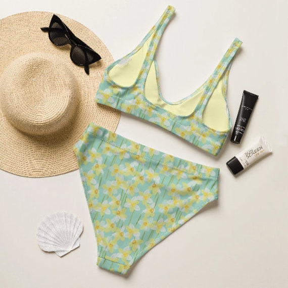 Buy Daffodils High-waisted Bikini, Full Coverage Bikinis, Two-piece  Swimsuits, Plus Size Bikini, Recycled Material, Eco-fabric, Floral Swimsuits  Online in India 