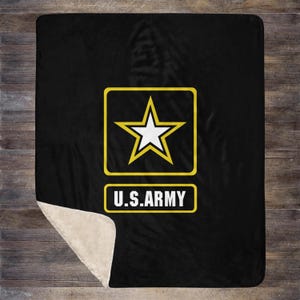 U.S. Army Sherpa Blanket, Custom Military Blanket, Army Blanket Throw, Gift For Veterans, Personalized Army Blanket, For Army Vets, Army