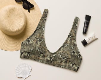 Bikinitopp med grafiskt kamouflagemönster, Bikinisepar, Heltäckande bikini, Kamouflagebaddräkter, Återvunna bikinis, Miljövänlig bikini, Plus size-bikinis
