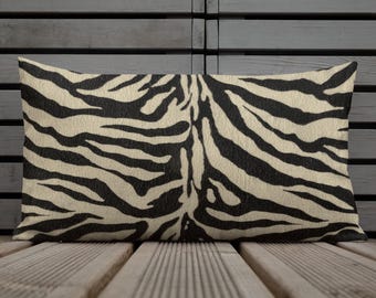 Golden Zebra Print Pillow Soft Tan Black Zebra Print Accent Pillow Zebra Throw Pillow