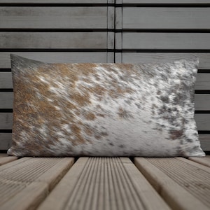 Multi Color Cowhide Print Accent Pillow, Rustic Home Decor, Monogram Pillows, Animal Print Pillow, Cabin Decor, Western Decor, Custom Pillow