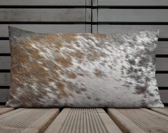 Multi Color Cowhide Print Accent Pillow, Rustic Home Decor, Monogram Pillows, Animal Print Pillow, Cabin Decor, Western Decor, Custom Pillow