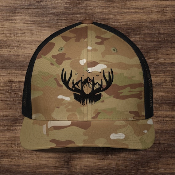 for Outdoorsman, - Buy Gifts Buck Hunting Camo for Mountain Etsy in India Deer for Him, Back Hunters, Hat, the Hat Antlers & Fit Flex Hats, Online Elk, Gifts Mesh Hat,