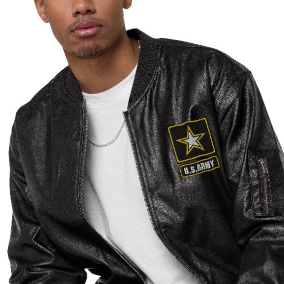 United States Army Leather Style Bomber Jacket Gifts for Him Gifts for Veterans Support Military for Soldiers for Retired Military Etsy
