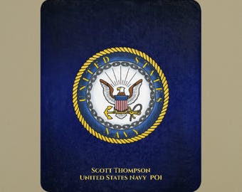 United States Navy Sherpa Blanket, Custom US Navy Blanket, Personalized Military Blankets, Gift For Navy Veterans, Gift For Navy