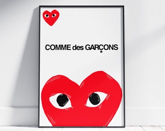 CDG Heart Poster for bedroom - Comme Des Garcon poster art Streetwear poster cool poster Valentines Print gift for men gift for women