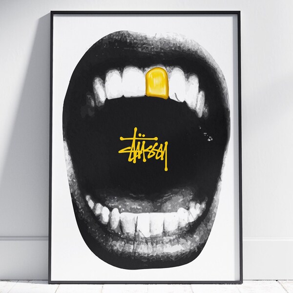 Stussy Grillz Poster Poster for bedroom - Stussy poster art Streetwear poster cool poster gift for men gift for women